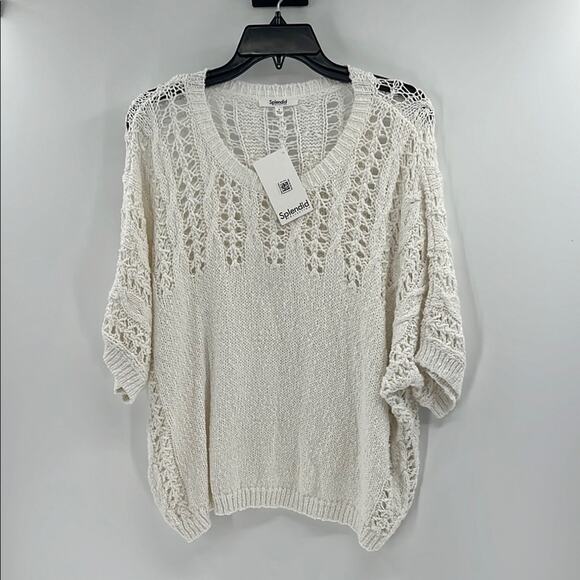 Splendid Collection Women's Short Sleeve Sweater - White - Small - New with tags - Picture 1 of 6
